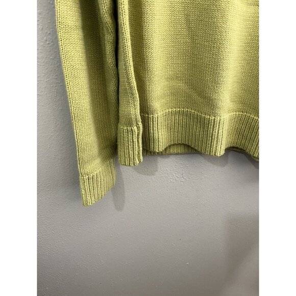 Evan Picone turtle neck sweater women large chunky knit lime green wool blend - Picture 3 of 8